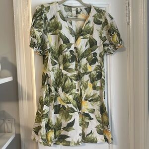 H&M Lemon Linen Blend Dress Size L